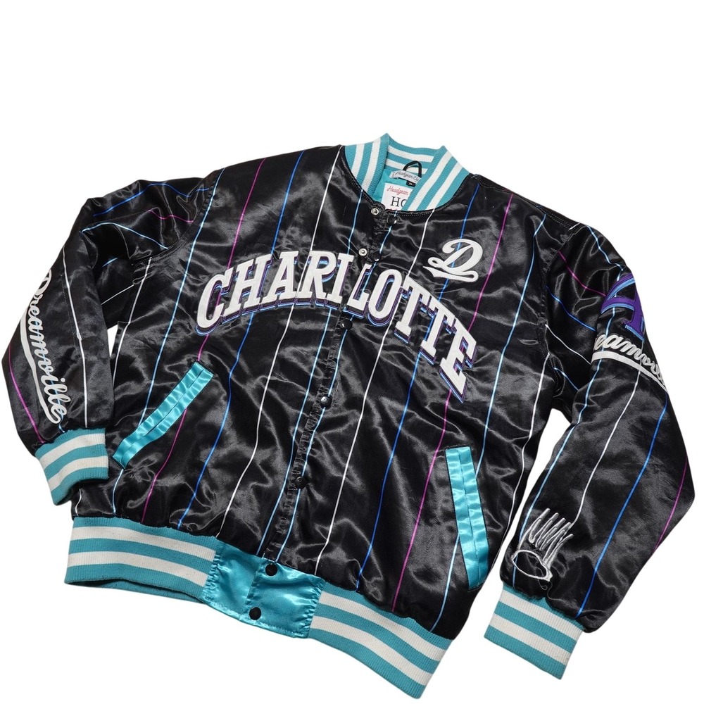 Headgear Classics Jacket Mens XL Black Satin Charlotte Dreamville Varsity J Cole